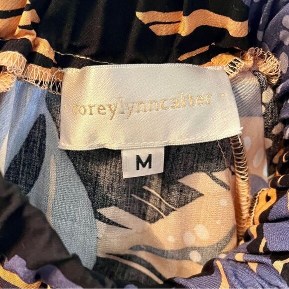 Corey Lynn Calter Anthropologie Sonia Palm Print Ruffle Shift Dress size medium - Picture 3 of 5